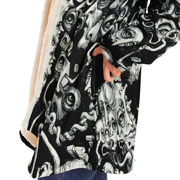 Many Faces Cloak - Microfleece Cloak - Artist, Kamal MishMish, Kmish, KMish213, MishMish - Wrinkled Minds Wardrobe