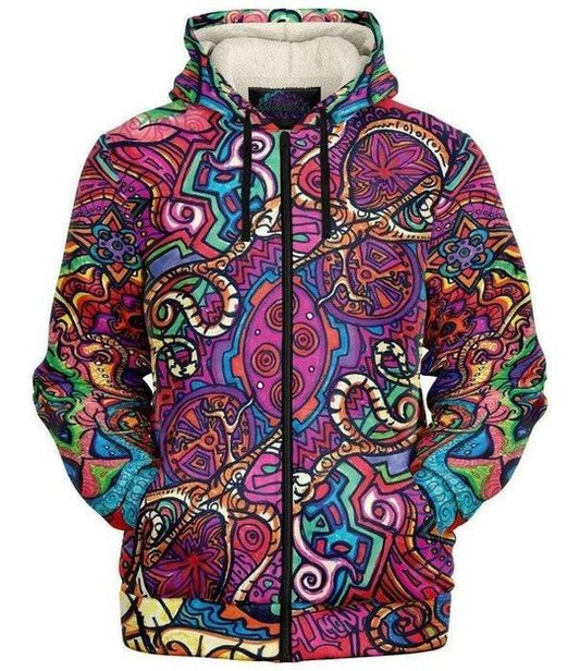 Jaded Fleece Zip-Up Hoodie - Microfleece Ziphoodie - Artist, Kamal MishMish, Kmish, KMish213, MishMish - Wrinkled Minds Wardrobe