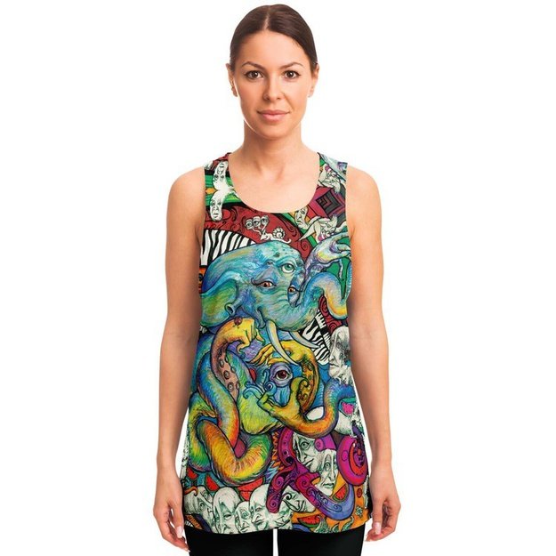 Octophantopus Tank - Unisex Tank Top - Artist, Colorful, Kamal MishMish, Kmish, KMish213, MishMish, Octopus, Pocket T-Shirt, Psychedelic, Sea Life, tank top, Trippy, Unique Art, unisex - Wrinkled Minds Wardrobe