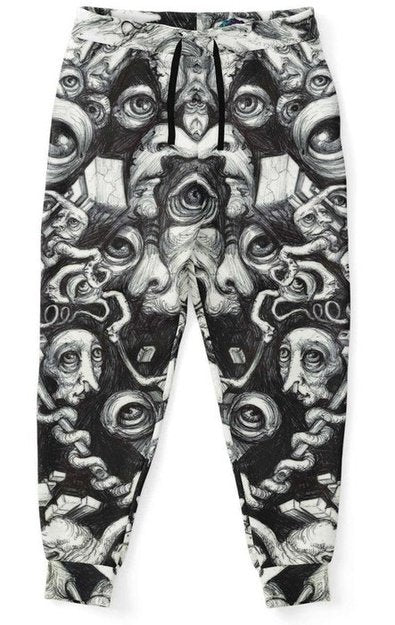 Many Faces Joggers - Joggers - Artist, Kamal MishMish, Kmish, KMish213, MishMish, Psychedelic, Trippy, Unique Art - Wrinkled Minds Wardrobe