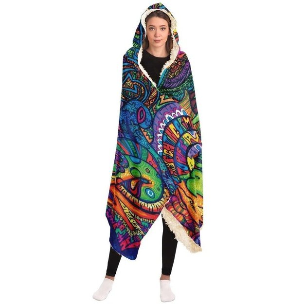 Snail OG Hooded Blanket - Hooded Blanket - Artist, Cannabis, Colorful, Kamal MishMish, Kmish, KMish213, MishMish, Psychedelic, Trippy, Unique Art - Wrinkled Minds Wardrobe