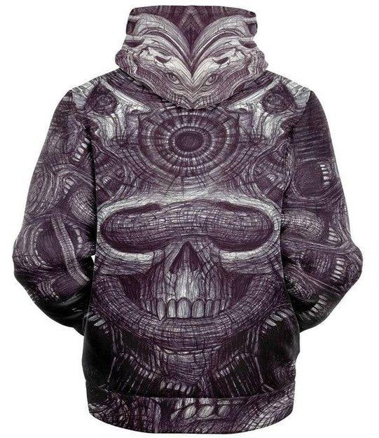 Wall of Faces Fleece Zip-Up Hoodie - Microfleece Zip Hoodie - Artist, Kamal MishMish, Kmish, KMish213, MishMish - Wrinkled Minds Wardrobe