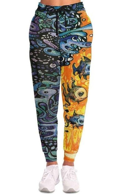 Blue Orange Sea Joggers - Joggers - Artist, Colorful, Kamal MishMish, Kmish, KMish213, MishMish, Sea Life, Trippy, Unique Art - Wrinkled Minds Wardrobe