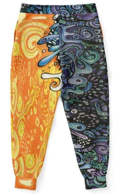 Blue Orange Sea Joggers - Joggers - Artist, Colorful, Kamal MishMish, Kmish, KMish213, MishMish, Sea Life, Trippy, Unique Art - Wrinkled Minds Wardrobe