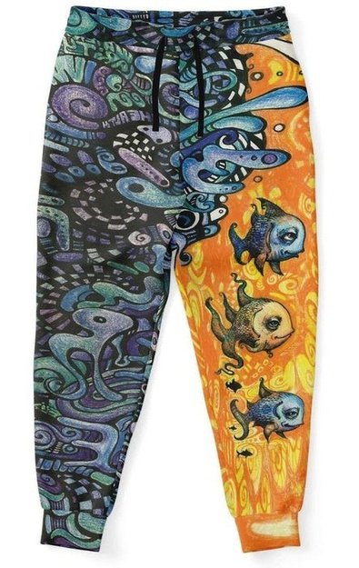 Blue Orange Sea Joggers - Joggers - Artist, Colorful, Kamal MishMish, Kmish, KMish213, MishMish, Sea Life, Trippy, Unique Art - Wrinkled Minds Wardrobe