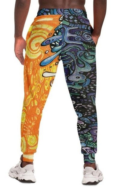 Blue Orange Sea Joggers - Joggers - Artist, Colorful, Kamal MishMish, Kmish, KMish213, MishMish, Sea Life, Trippy, Unique Art - Wrinkled Minds Wardrobe