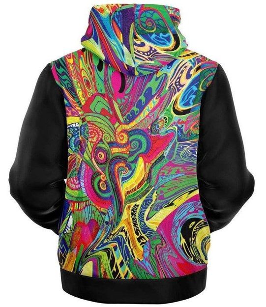 Spiral Shrooming Colors Fleece Zip-Up Hoodie - Microfleece Ziphoodie - Artist, Kamal MishMish, Kmish, KMish213, MishMish - Wrinkled Minds Wardrobe