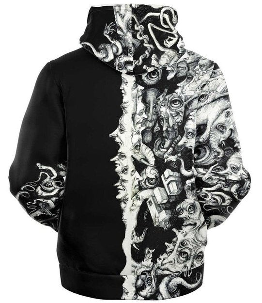 Many Faces Fleece Zip-Up Hoodie - Microfleece Zip Hoodie - Artist, Kamal MishMish, Kmish, KMish213, MishMish - Wrinkled Minds Wardrobe