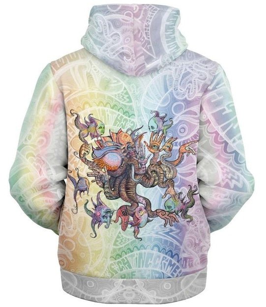 Elephantopus Fleece Zip-Up Hoodie - Microfleece Ziphoodie - Artist, Kamal MishMish, Kmish, KMish213, MishMish - Wrinkled Minds Wardrobe