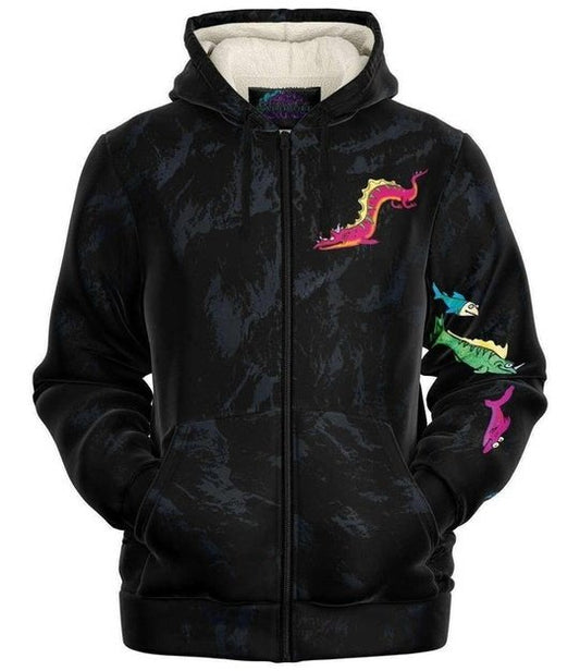 Seahorse Monster Fleece Zip-Up Hoodie - Microfleece Zip Hoodie - Artist, Kamal MishMish, Kmish, KMish213, MishMish - Wrinkled Minds Wardrobe