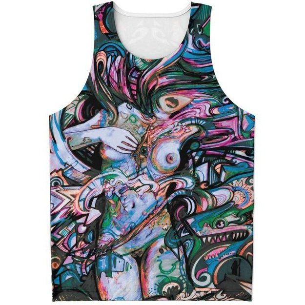 Water Color Woman Tank - Unisex Tank Top - Artist, Colorful, Kamal MishMish, Kmish, KMish213, MishMish, Psychedelic, tank top, Trippy, Unique Art, unisex - Wrinkled Minds Wardrobe - blu