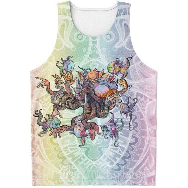 Elephantopus Tank - Unisex Tank Top - Artist, Colorful, Elephant, Kamal MishMish, Kmish, KMish213, MishMish, Octopus, Psychedelic, Sea Life, tank top, Trippy, Unique Art, unisex - Wrinkled Minds Wardrobe